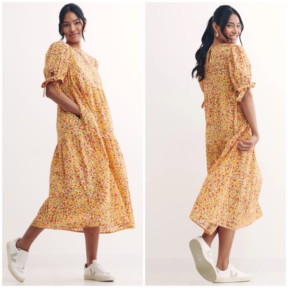 NWT Nobody’s Child Ella Midi Dress Yellow Willis Ditsy Floral 2